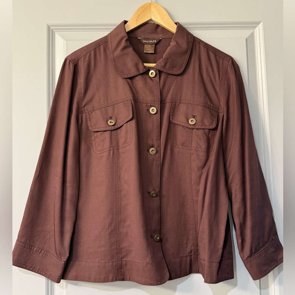 Multiples Chocolate Brown Utility Jacket - image 1